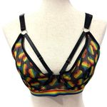 Rainbow Heart Patterned Bralette sz L Black Size L Photo 0