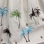 Carole Little Linen Blend Pleated Beaded Skirt Palm Trees Statement Beach Size 4 Photo 2