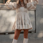 Anthropologie Mable x  Champagne Puff Sleeve Babydoll Mini Dress Photo 0