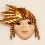 VINTAGE FLAPPER ART DECO CRYSTAL RHINESTONE BROOCH Gold Photo 3