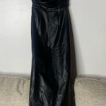 ZARA Faux Leather Strapless Black Dress NWT Size XS Midi Side Slit Zip Slimming Photo 9