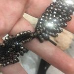 Amrita Singh Black Gunmetal Leaf Beaded Lace Choker Photo 4
