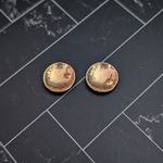 Vintage Stud Earrings Purple & Gold Tone Glam Design Stylish Circle Statement Photo 5