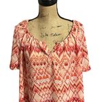 Faded Glory  Pink and Orange Patterned Sheer Blouse Photo 1