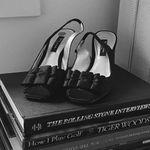 Nina Laraine Satin Slingback Peep Toe Heels with Bow Accent Photo 0