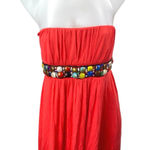 Ariella  Red Multicolor Beads Strapless Sleeveless Mini Bandeau A-line Dress Sz S Photo 0