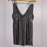 Free People  Girl Glitter Mini Slip Embellished Black Dress Medium Photo 5