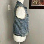 Silver Jeans Silver Distressed Medium Light Wash Distressed Button Up Jean Denim Vest S NWT Photo 1