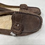 UGG  Australia brown suede slip on sheep fur line loafers flats size 7 Photo 4