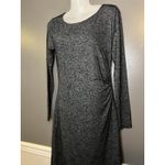 Loft  Dress Womens Small Gray Knit Long Sleeve Ruched Side Sheath Work Office Photo 3