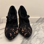 Alexander McQueen Wedge Black Heels with Lace Overlay Photo 2