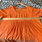 Umgee Size L Orange Linen Short Sleeve Round Neck Ruffle Trim Dress Frayed Trim Photo 12