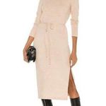 Vince  Belted Cotton-blend Midi Turtleneck Sweater Dress In Neutral Photo 0