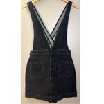 Free People Old School Love Black Wash Denim Mini Dress Overalls Skirtall Photo 8
