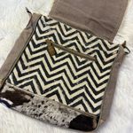 Myra Bag Cowhide & Chevron Crossbody Messenger Bag Black Photo 4