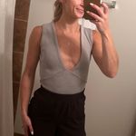 Dance & Marvel Deep V Gray Bodysuit  Photo 0