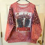 Pink Leopard Print Women's Sweater Crewneck Western Somebody's Problem Size XL Photo 0