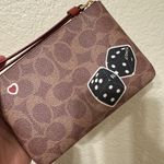 Coach Corner Zip Wristlet with Rexy Sticker Print Signature Canvas & Leather NWT Photo 1