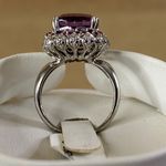 Cushion Purple Fluorite & Rhodolite Garnet Sterling Silver 925 Ring Halo Sz 9 Photo 5