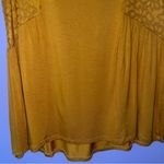 Kate & Mallory  S Top Mustard Soft Jersey Knit Lace Crew Neck Photo 2