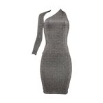 ALIEVA Dasha Modern Midi Dress, Silver, XS Gray Photo 2