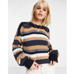 Free People  Devon Chunky Crop Boxy Striped Sweater in Sunflower Seed Medium Photo 12