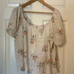 Melrose and Market Floral Off-Shoulder Blouse – XL – Flowy Cream Peasant Top Photo 2