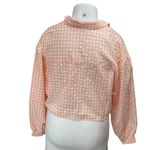 H&M  Women's Orange Coral Gingham Check Long Sleeve Crop Button Down Shirt Top XL Photo 3
