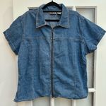 Bill Blass Vintage  Denim Cotton Full Zip Short Sleeve Top Blouse Plus Size 2X Photo 0
