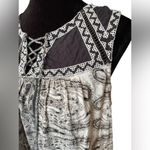Lucky Brand Black White Hippie Boho Eclectic Embroidered Paisley Corset Tank Top Photo 1