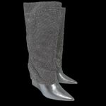 Steve Madden Size 5.5 M Riski Wedge Rhinestone Boot Silver Embellished Crystal Photo 8
