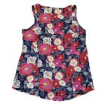 Fossil 100% Silk Tank Blouse Women Medium Red Black Sleeveless Top Floral Poppy Photo 1