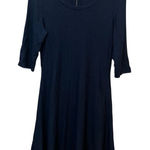 Nic + Zoe Sweater Dress Large Navy Blue A Line Knee Length Half Sleeve Ribbed Photo 0