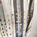 Vintage Stripe Silver Metallic Gold beaded Scarf Gray Photo 2