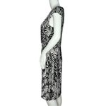Ralph Lauren Lauren Dress Womens 10 Black White Leaf Print Botanical Neutral Photo 1
