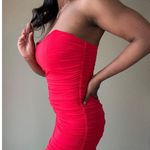 Oh Polly Red Ruched Strapless Mini Dress US Size 6 Photo 2