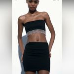 ZARA Women Black Limitless Contour Collection Seamless Jewel Mini Skirt Sz M-L Photo 0