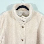 Loft  Women's Cream Button Up Sherpa Funnel Neck Jacket Size XL Photo 2