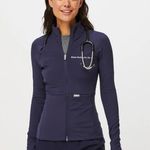 FIGS On Shift Contour Knit Jacket in Navy, Size X-Small Photo 0