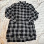 Alice + Olivia ALICE + OLIVIA Black Grey Longsleeve Plaid Tunic Top Button Up Small 6 Photo 0