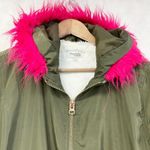 Charlotte Russe Bomber Jacket Womens Large Pink Faux Fur Trim Military Grunge Photo 1