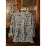 Lands' End  Women's Floral‎ Linen Tunic Top, Button Shoulder, Blue, Size 6 Photo 1