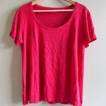 Eileen Fisher  100% LINEN‎ SHORT SLEEVE RED BOAT NECK WOMENS SIZE L TEE SHIRT TOP Photo 0