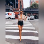 Simple Society  Black Distressed Button Tab‎ Cotton Super High Rise Shorts 5/27 Photo 15