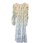 Anthropologie Floral Ruffle Midi Dress & Smocked Waist By The River Blue Size M Photo 3
