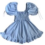 En Saison‎ Danielle Poplin Babydoll Mini Dress Blue Size Medium Photo 4