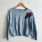 Sweet Wanderer Gray Sweatshirt with Floral Embroidery Photo 1