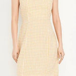 Old Navy yellow plaid gingham square neck linen mini dress small petite Photo 0