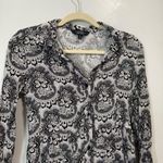 & Other Stories & Other Stories Black and White Floral Button Up Long Sleeve Mini Shirt Dress Photo 3