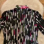 JS Collections  Zip Front Blouse Size 4 Petite Mesh Floral Flare Sleeve Long Slev Photo 6